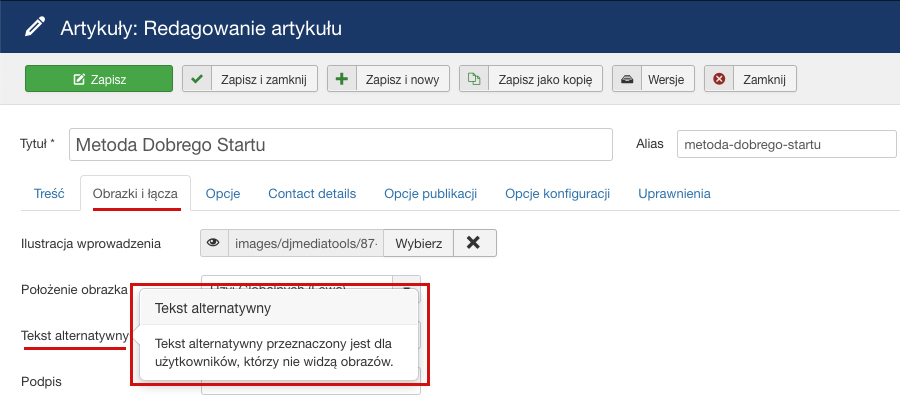Dodanie atrybutu alt do obrazka